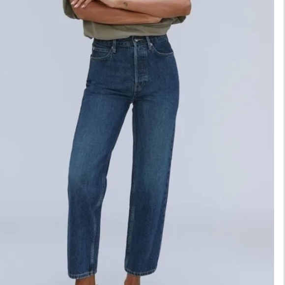 Everlane Women's High Rise Dark Indigo Jeans No Strech - Picture 3 of 8